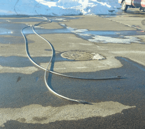 33 kV electric transmission lines on the ground on the apron of Station 7 following contact with Truck 7